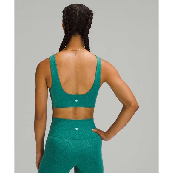Lululemon Everlux Cut-Out Teal Medium Support Train Workout Sports Bra Women's 8 - Picture 4 of 7